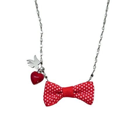 nevklace steel silver with swallow heart and bow2